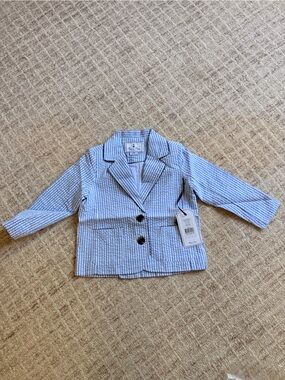 Boys Blue Seersucker Button-Up Shirt